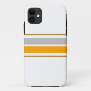 Sporty Grey Orange Centre Racing Stripes On White Case-Mate iPhone Case
