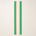 Sporty Kelly Green White Orange Racing Stripes Scarf<br><div class="desc">This chic,  colourful design features a wide long white centre stripe highlighted with inside floating orange pinstripes. Adjoining vibrant green edge stripes complete the sporty composition.</div>