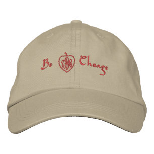 Sporty Khaki 'Be the Change' Embroidered Hat
