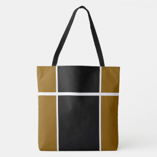 Sporty Modern Black Golden Brown Racing Stripes Tote Bag