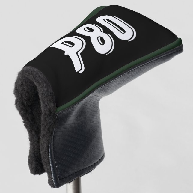 Sporty monogrammed P80 black  Golf Head Cover (3/4 Front)