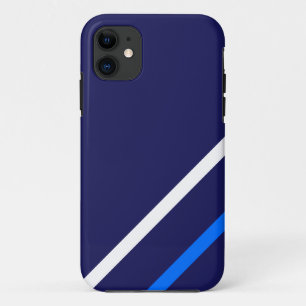 Sporty Navy Slim Bright Blue White Racing Stripes Case-Mate iPhone Case