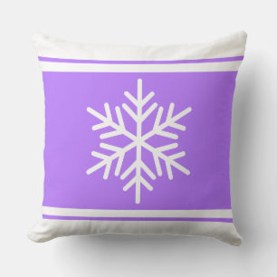 Sporty Nordic Snowflake Light Purple White Stripes Cushion