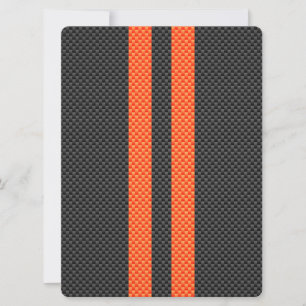 Sporty Orange Stripes on Carbon Fibre Style Print