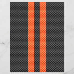 Sporty Orange Stripes on Carbon Fibre Style Print Flyer