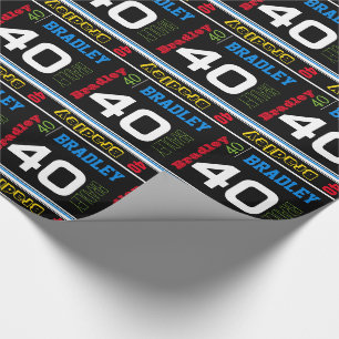 Sporty personalise name age colourful birthday wrapping paper