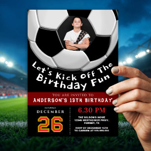 Sporty Photo Birthday Invitation For Boys   Soccer
