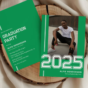 Sporty Photo Graduation Party Green Invitation