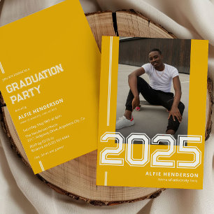 Sporty Photo Graduation Party Yellow Invitation