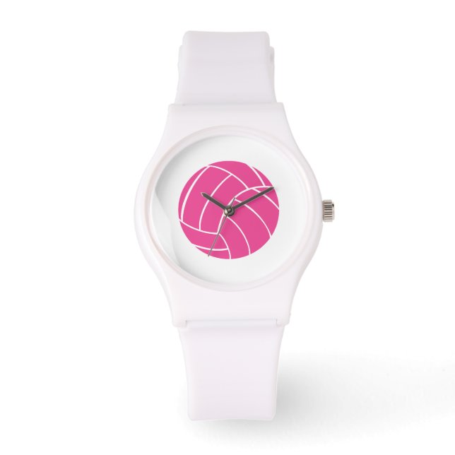 Sporty Pink Volleyball Wrist Watch (Front)