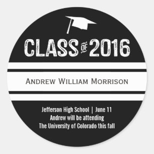 Sporty Prep Graduation Cap Class of 2016 Classic Round Sticker