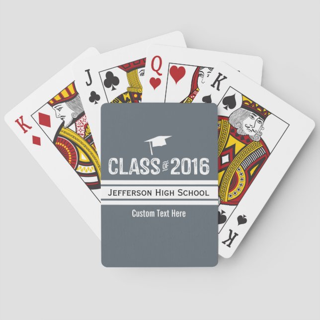 Sporty Prep Stripe Graduation Cap Class of 2016 Playing Cards (Back)