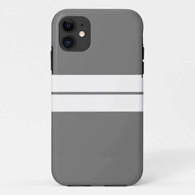 Sporty Professional Grey Twin White Racing Stripes Case-Mate iPhone Case (Back)