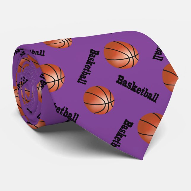 Sporty Purple Background | Basketball Tie (Rolled)