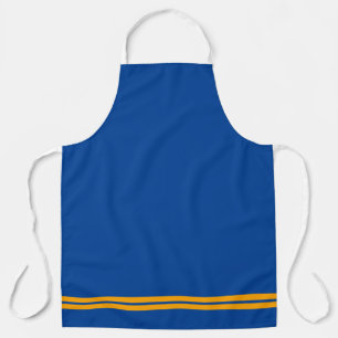 Sporty Royal Blue Yellow Orange Hem Racing Stripes Apron