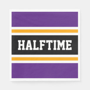 Sporty Royal Purple Yellow Black HALFTIME Stripes Napkin