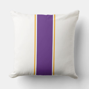 Sporty Royal Purple Yellow Racing Stripes On White Cushion