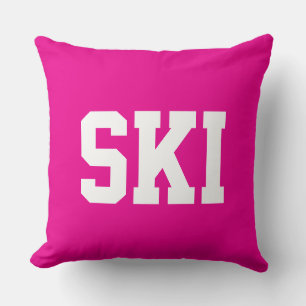 Sporty SKI Athletic White Text Cushion