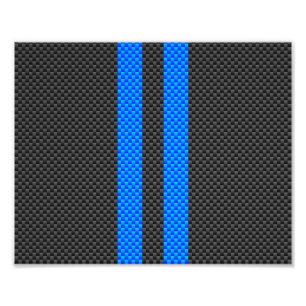 Sporty Sky Blue Carbon Fibre Style Racing Stripes Photo Print