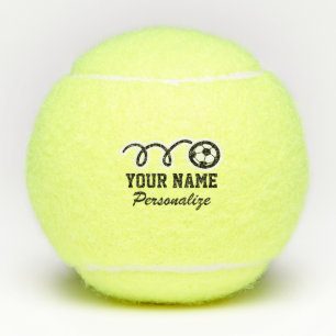 Sporty soccer cartoon custom name print yellow tennis balls