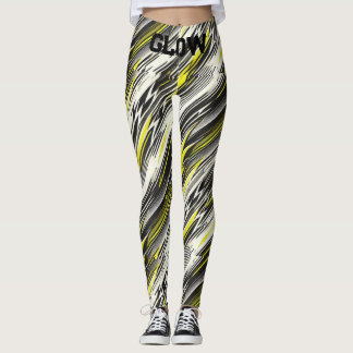 Sporty Striped Yoga Leggings with GLOW Wa