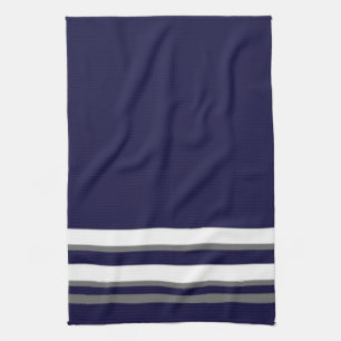 Sporty Stripes-Blue grey & white design Tea Towel