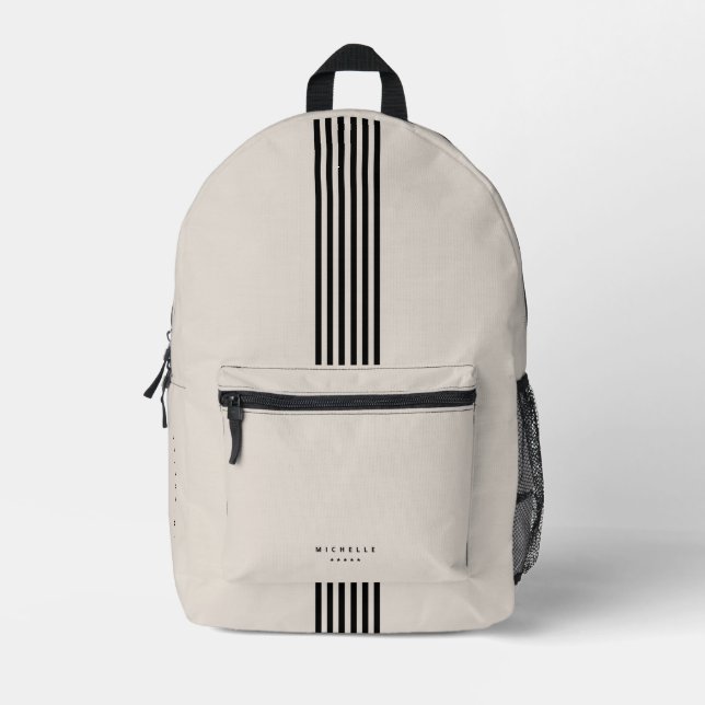 Sporty Stripes Stylish Minimal Sand  Printed Backpack (Front)