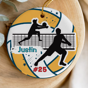 Sporty Team Spirit Boy Volleyball Player Ceramic Tree Decoration