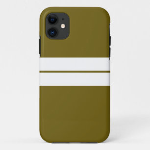 Sporty Twin White Racing Stripes Olive Background Case-Mate iPhone Case