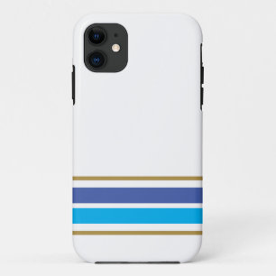 Sporty Two Tone Blue Edge Racing Stripes On White Case-Mate iPhone Case