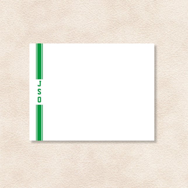 Sporty Vertical Stripes Monogram Green White Mens  Card (Creator Uploaded)