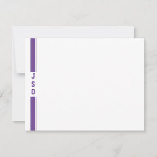 Sporty Vertical Stripes Monogram Purple White Mens Card