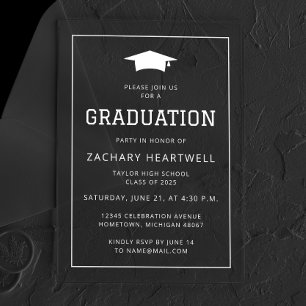 Sporty White Graduation Party Invitation
