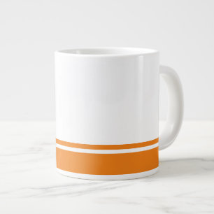 Sporty White Orange Bottom Rim Racing Stripes Large Coffee Mug