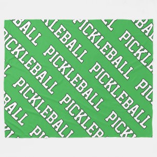 Sporty White Repeating PICKLEBALL On Bright Pink Fleece Blanket