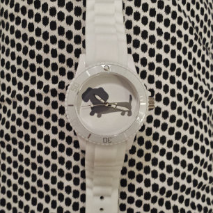 Sporty White Silicone Wiener Dog Watch