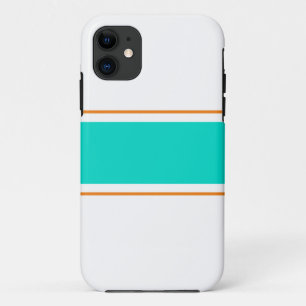 Sporty Wide Aqua Teal Orange White Racing Stripes Case-Mate iPhone Case