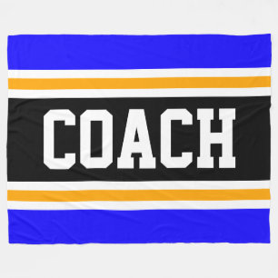Sporty Wide Athletic Black COACH Racing Stripes Fleece Blanket