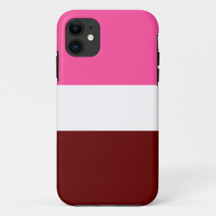 Sporty Wide Bright Pink Deep Red White Stripes Case-Mate iPhone Case