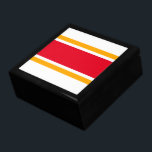 Sporty Wide Bright Red Yellow White Racing Stripes Gift Box<br><div class="desc">This fun colourful design features golden yellow stripes highlighting a wide vibrant bright red centre stripe against a white background.</div>
