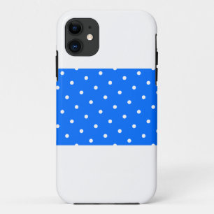 Sporty Wide Dotted Bright Blue Stripe On White Case-Mate iPhone Case