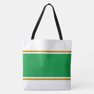 Sporty Wide Kelly Green Brown Racing Stripes Tote Bag