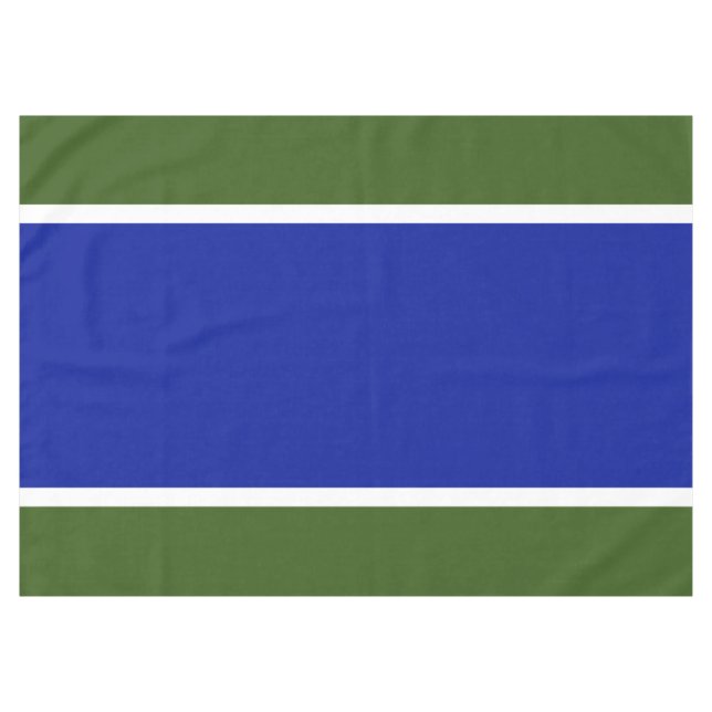 Sporty Wide Royal Blue Centre Forest Green Stripes Tablecloth (Front (Horizontal))