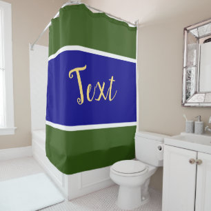 Sporty Wide Royal Blue White Forest Green Stripes Shower Curtain