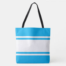 Sporty Wide White Bright Sky Blue Racing Stripes