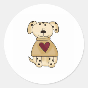 Spot Dog with Heart Classic Round Sticker