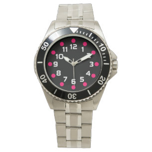 Spot Markers - Neon Red and White on Black Watch