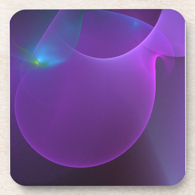 Spot of Green on Purple Abstract Coaster (Front)