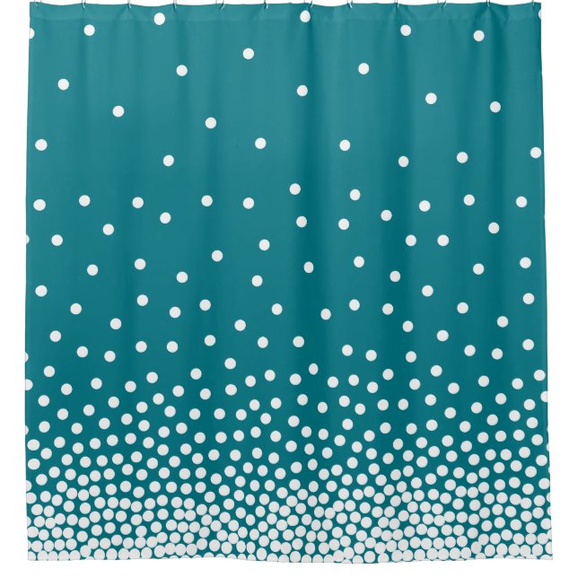 Spot Shaded 240816 - White and Dark Turquoise Shower Curtain (Front)