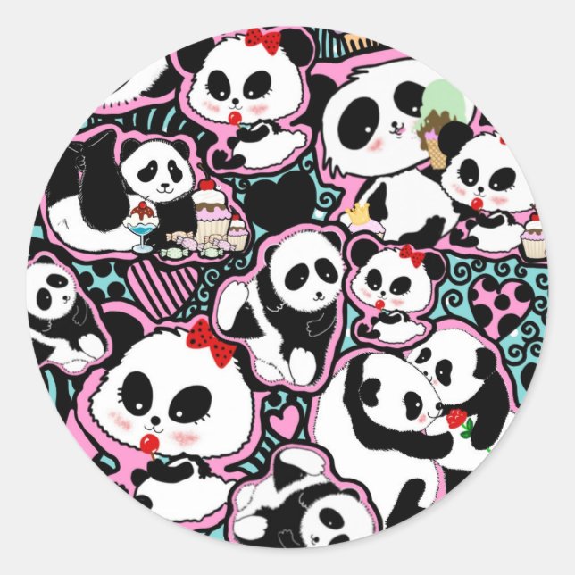 Spot The Panda! Panda Doodles Classic Round Sticker (Front)